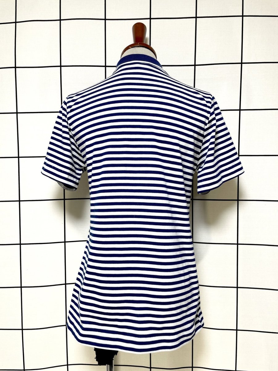 画像2: ボーダー 刺繡 ホワイト ネイビー プルオーバー レトロ USA古着 シャツ ヴィンテージトップス (2)