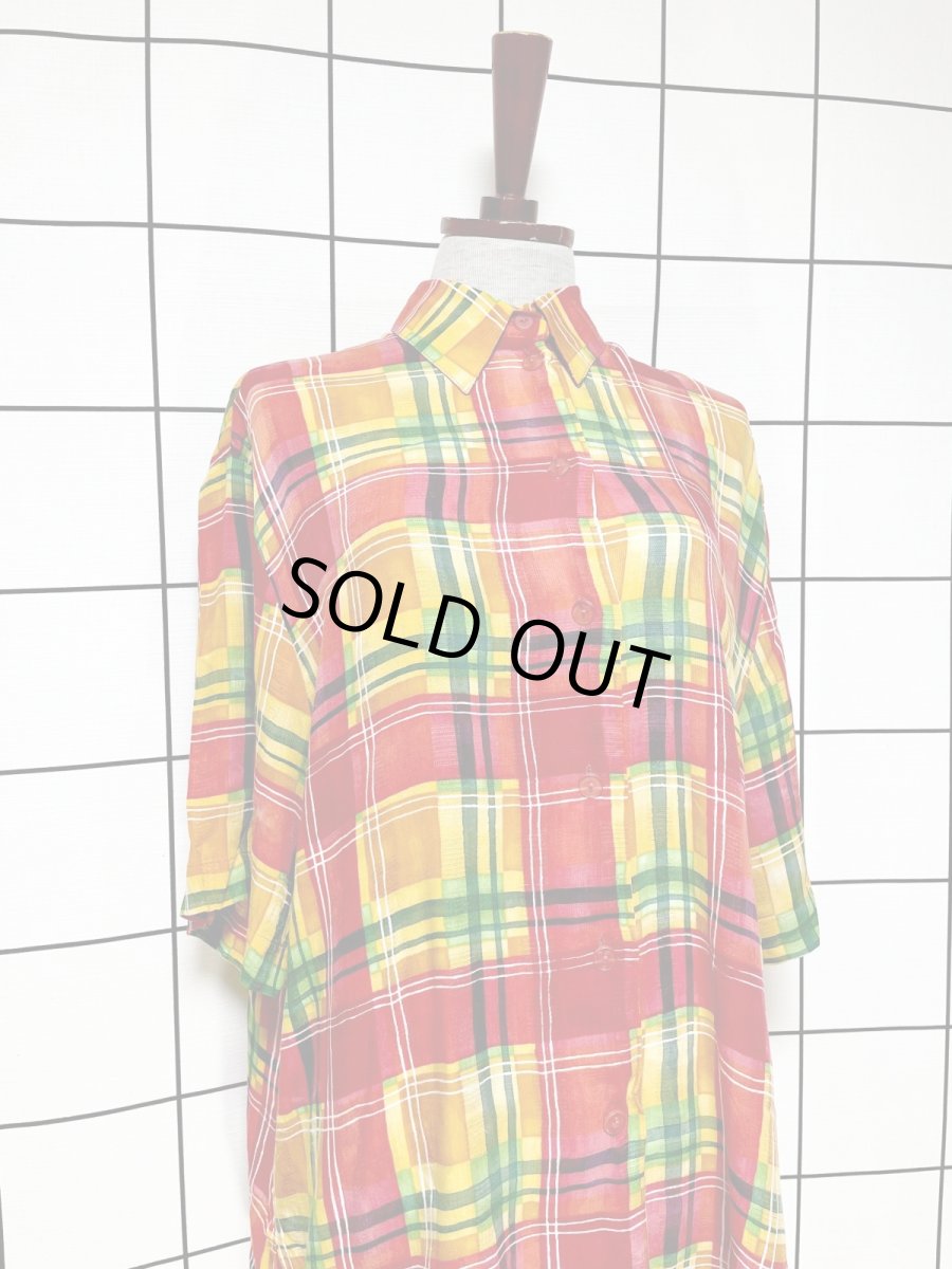 画像3: チェック柄 シャツ USA古着 レトロ ヴィンテージブラウス (3)