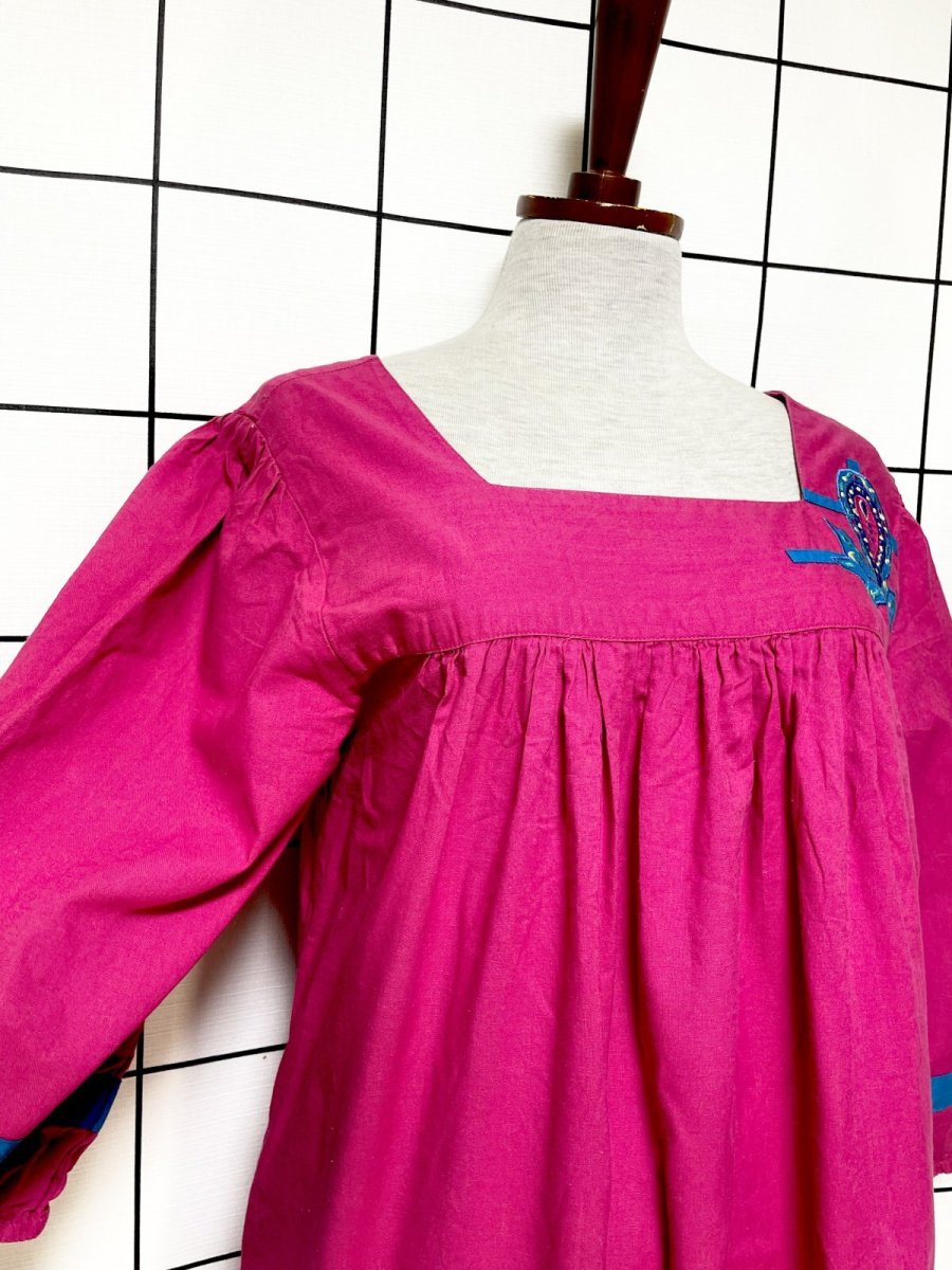 画像6: ペイズリー刺繍 ティアード レトロ India 古着 ヴィンテージワンピース (6)