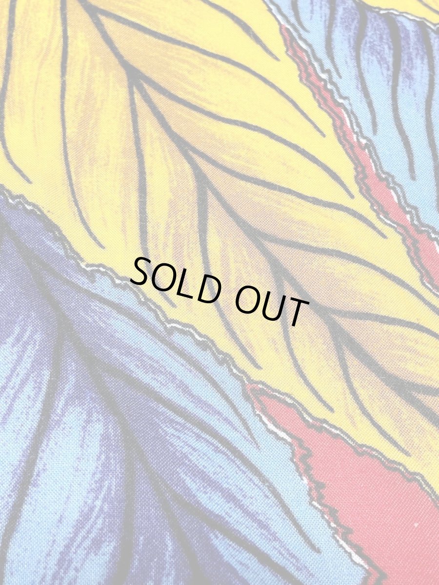 画像10: 鳥柄 リーフ レッド レトロ USA古着 半袖 シャツ ヴィンテージトップス (10)