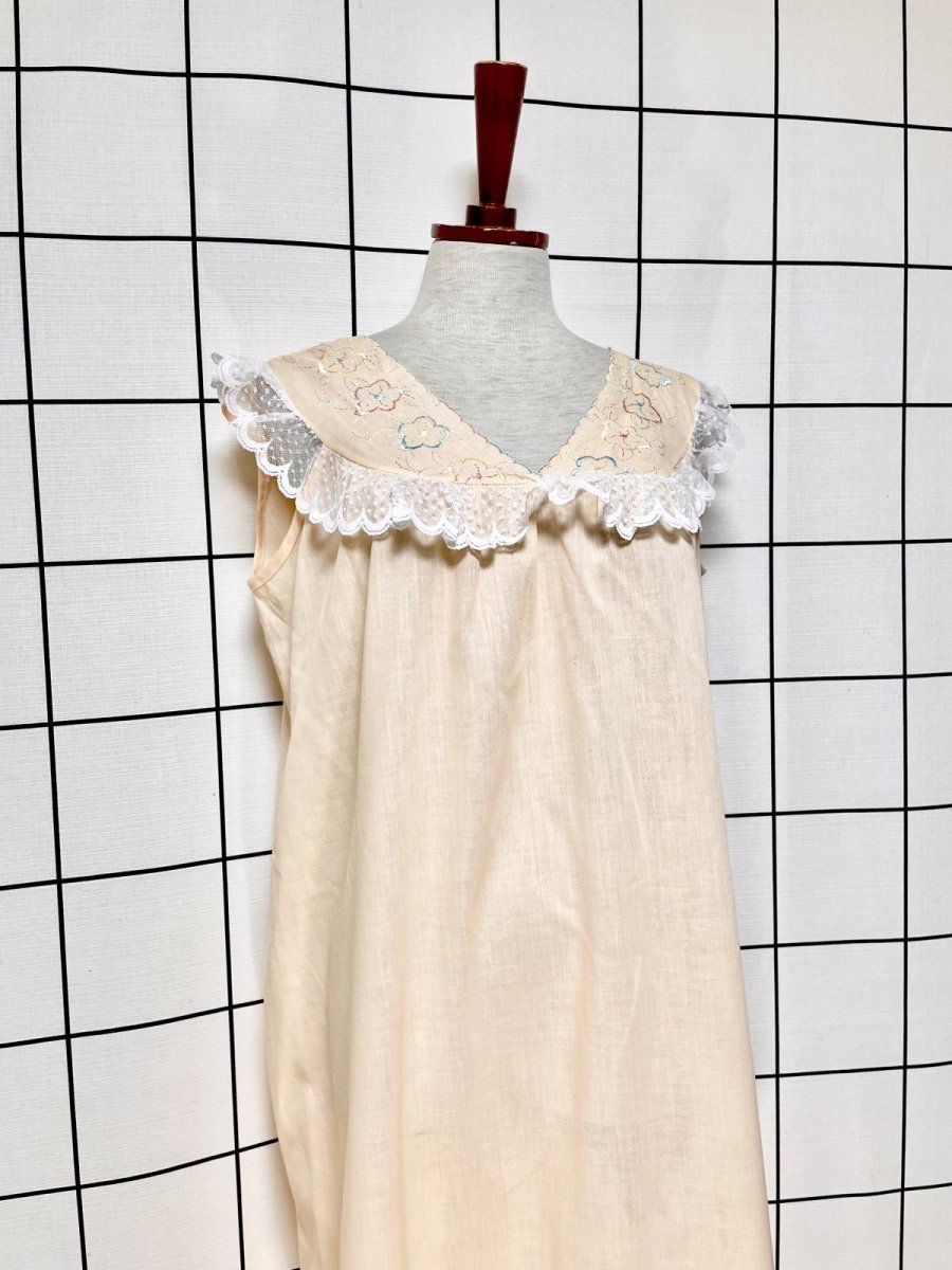 画像3: 花刺繍 レース ノースリーブ レトロ USA古着 ヴィンテージワンピース (3)