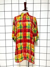 画像1: チェック柄 シャツ USA古着 レトロ ヴィンテージブラウス (1)