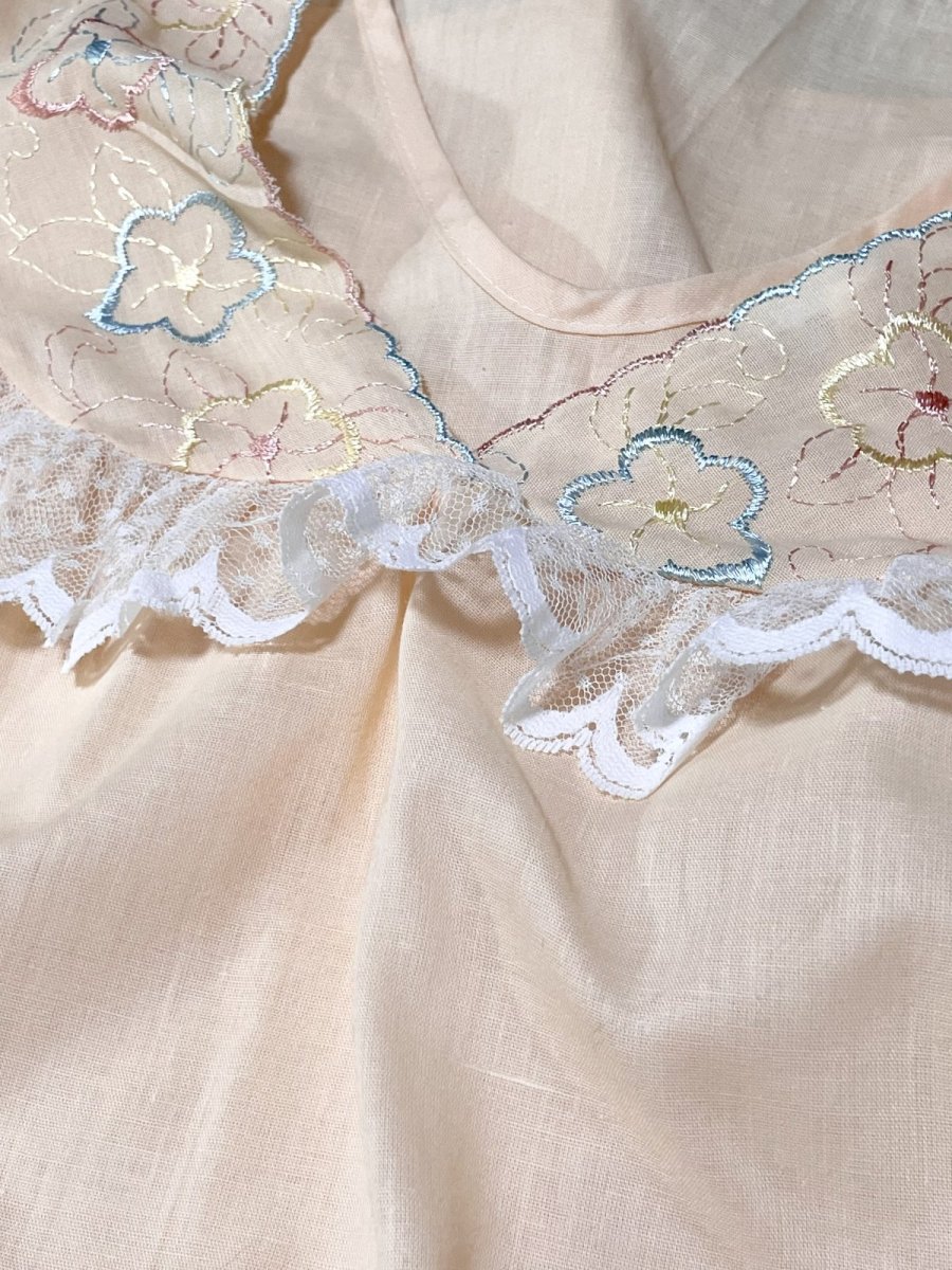 画像8: 花刺繍 レース ノースリーブ レトロ USA古着 ヴィンテージワンピース (8)