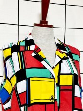 画像6: カラフル模様 マルチカラー レトロ USA古着 ノースリーブ ヴィンテージブラウス (6)