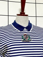 画像5: ボーダー 刺繡 ホワイト ネイビー プルオーバー レトロ USA古着 シャツ ヴィンテージトップス (5)