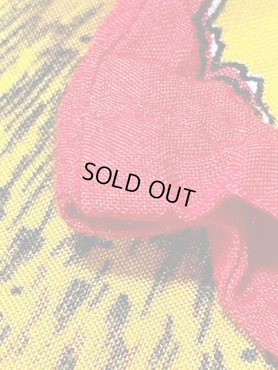 画像12: 鳥柄 リーフ レッド レトロ USA古着 半袖 シャツ ヴィンテージトップス (12)