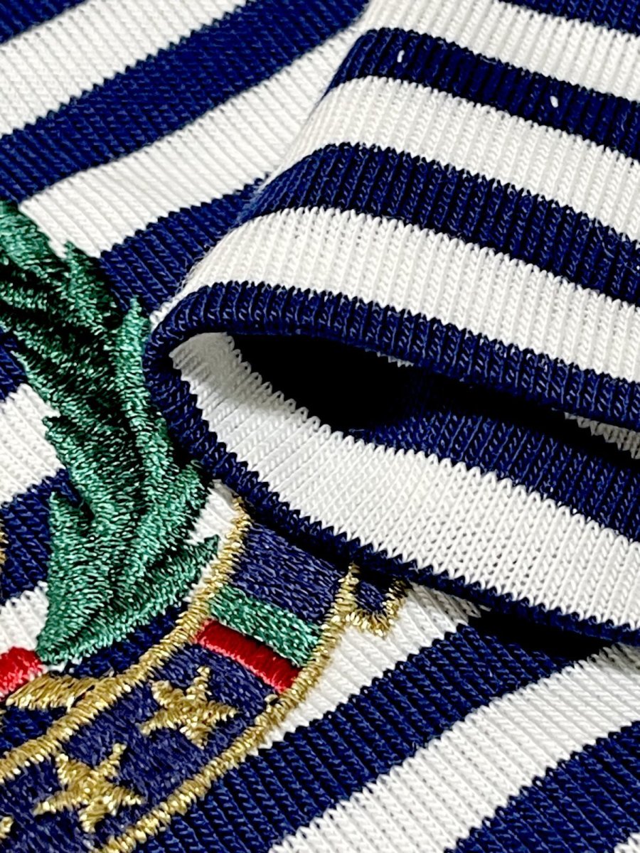 画像11: ボーダー 刺繡 ホワイト ネイビー プルオーバー レトロ USA古着 シャツ ヴィンテージトップス (11)