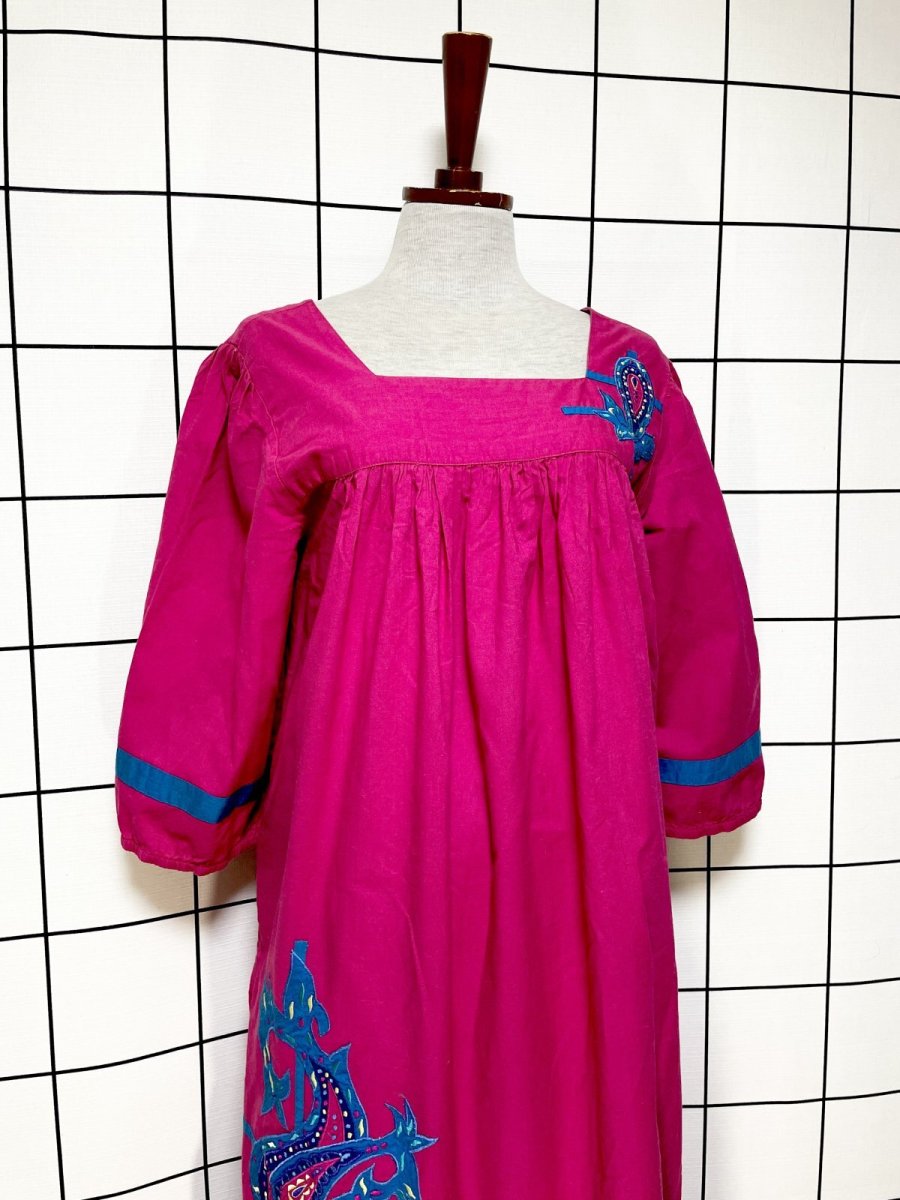 画像3: ペイズリー刺繍 ティアード レトロ India 古着 ヴィンテージワンピース (3)