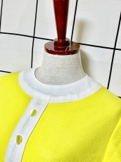 画像4: イエロー ホワイト レトロ 半袖 ヨーロッパ古着 ヴィンテージワンピース (4)