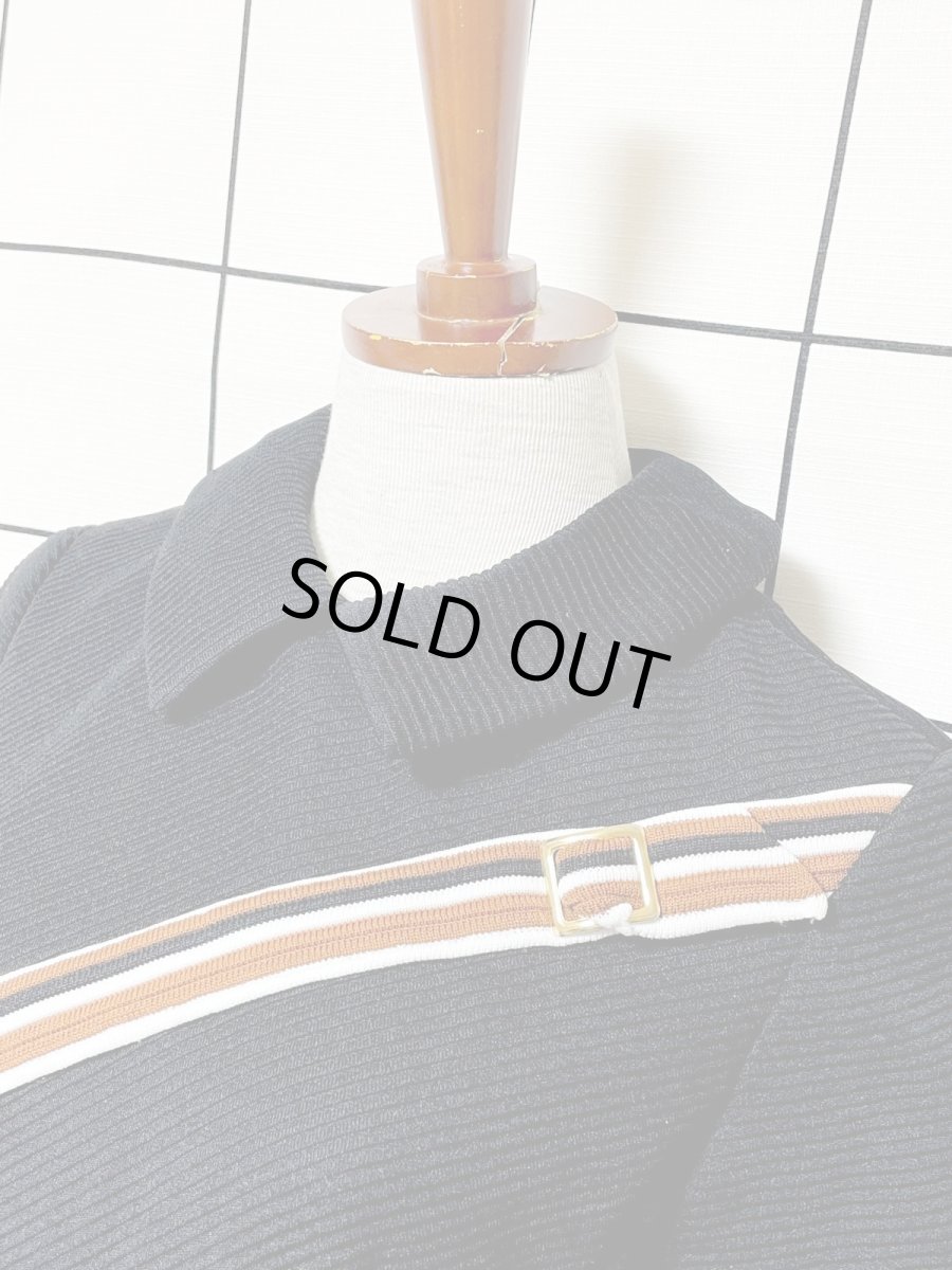 画像4: 斜めストライプ ブラック UNIONMADE レトロ USA古着 ヴィンテージワンピース (4)