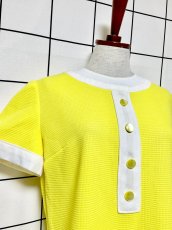 画像6: イエロー ホワイト レトロ 半袖 ヨーロッパ古着 ヴィンテージワンピース (6)