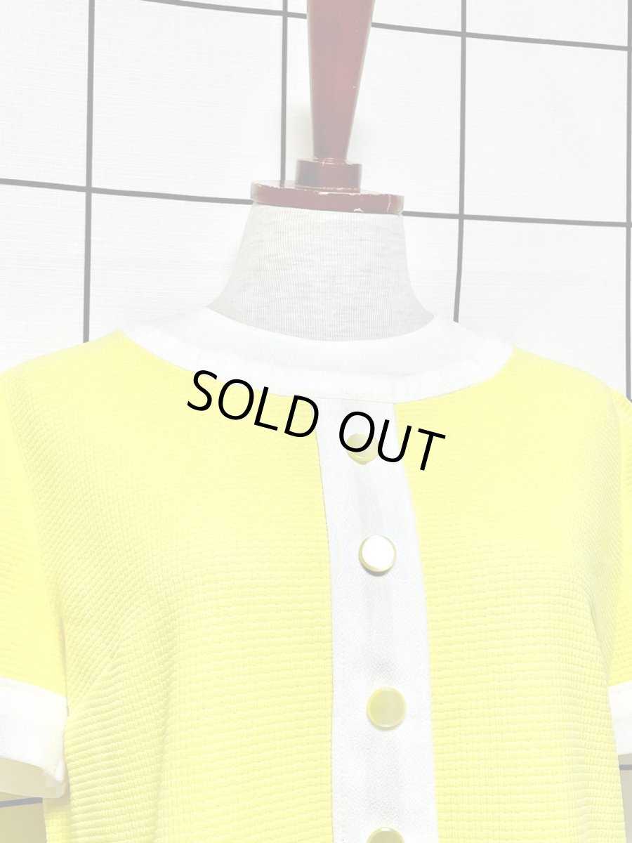 画像5: イエロー ホワイト レトロ 半袖 ヨーロッパ古着 ヴィンテージワンピース (5)