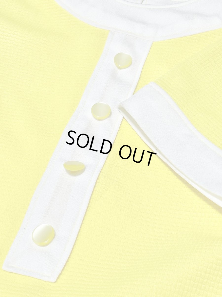 画像9: イエロー ホワイト レトロ 半袖 ヨーロッパ古着 ヴィンテージワンピース (9)