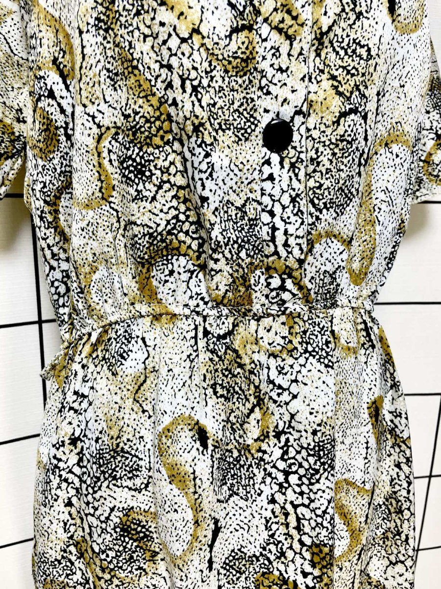 画像7: レース襟 アート柄 ビッグカラー ウエストゴム レトロ USA古着 ヴィンテージワンピース (7)