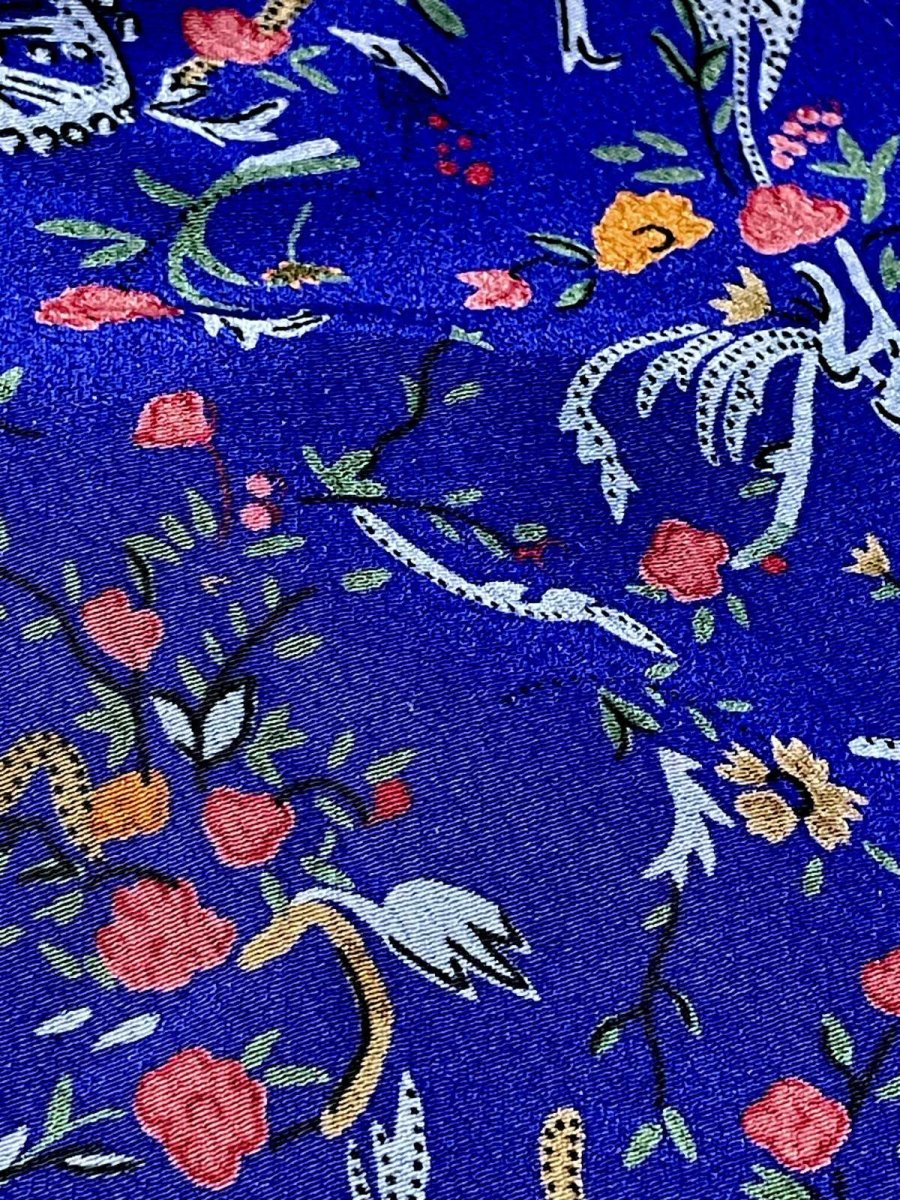 画像13: プリーツ切り替え 花柄 ブルー ウエストゴム レトロ USA古着 ヴィンテージワンピース (13)