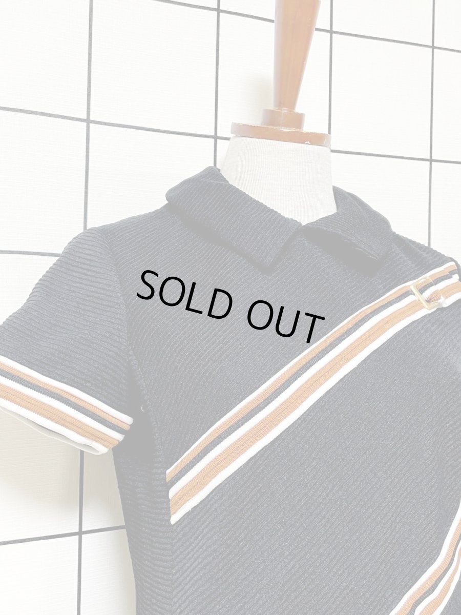 画像6: 斜めストライプ ブラック UNIONMADE レトロ USA古着 ヴィンテージワンピース (6)