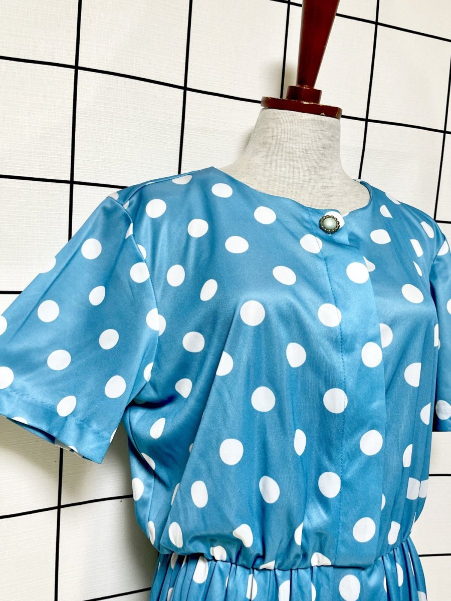 画像6: ドット柄 ウエストゴム レトロ グアテマラ Guatemala 古着 ヴィンテージワンピース (6)