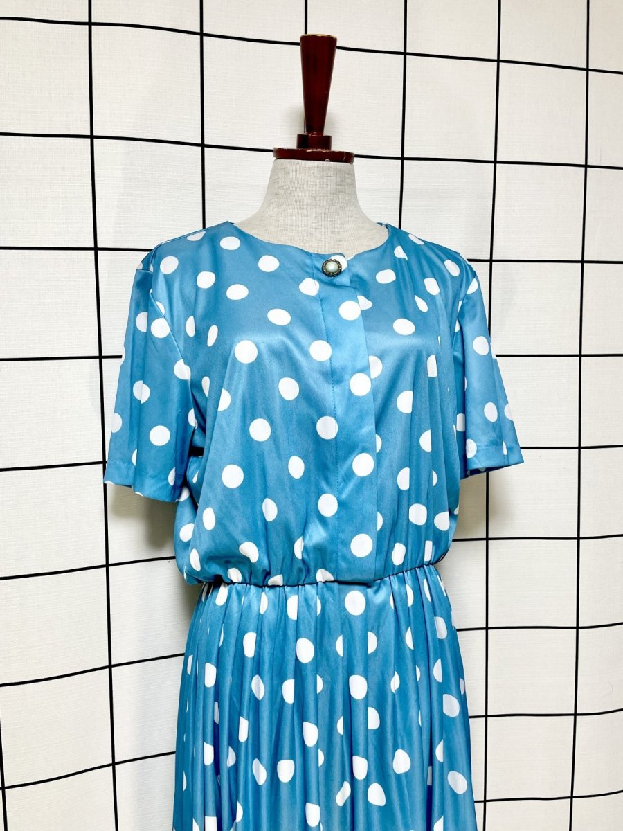 画像3: ドット柄 ウエストゴム レトロ グアテマラ Guatemala 古着 ヴィンテージワンピース (3)