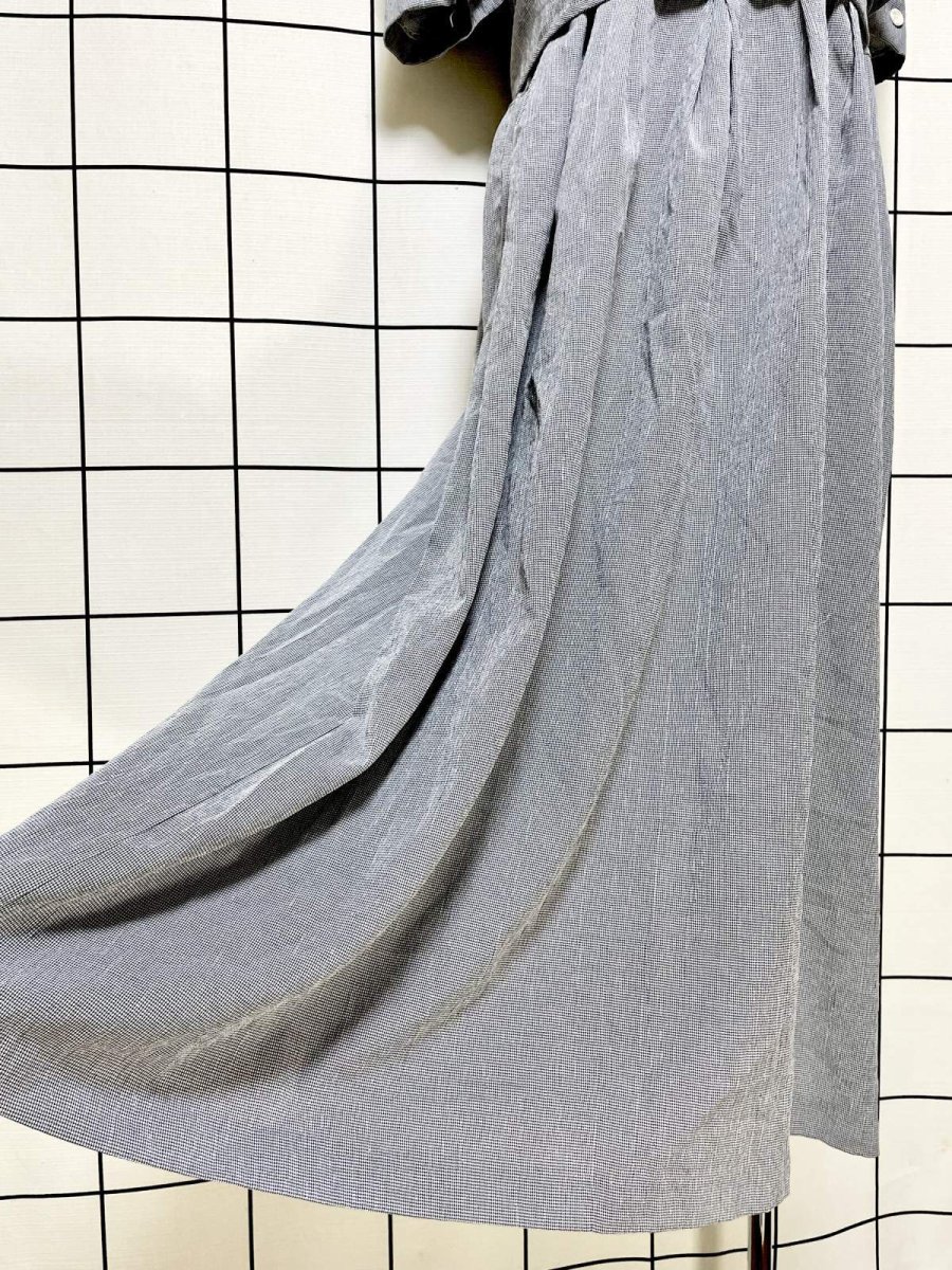 画像11: グレンチェック レイヤード風  バックリボン レトロ USA古着 ヴィンテージワンピース (11)
