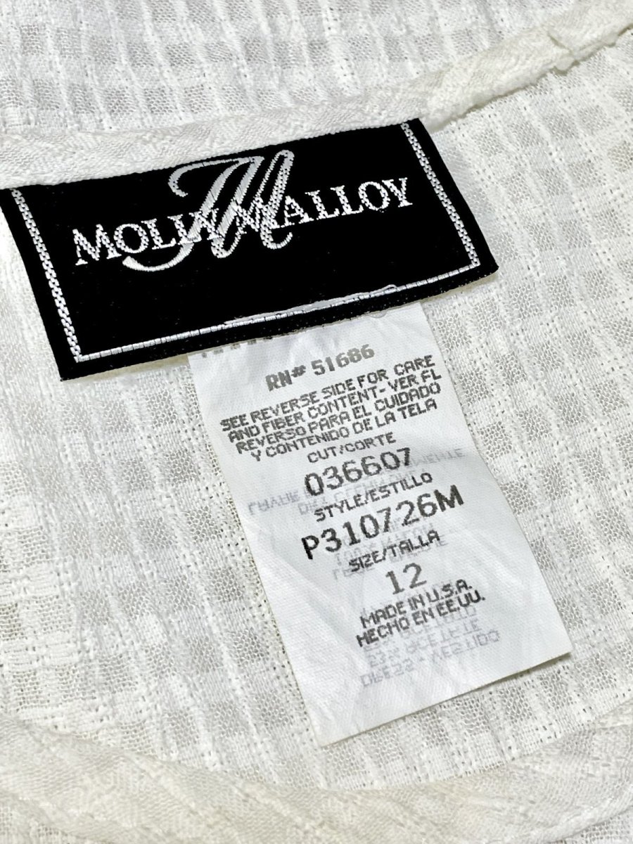 画像14: チェック柄 フラワーレース レイヤード風 ホワイト バックリボン レトロ USA古着 ヴィンテージワンピース (14)