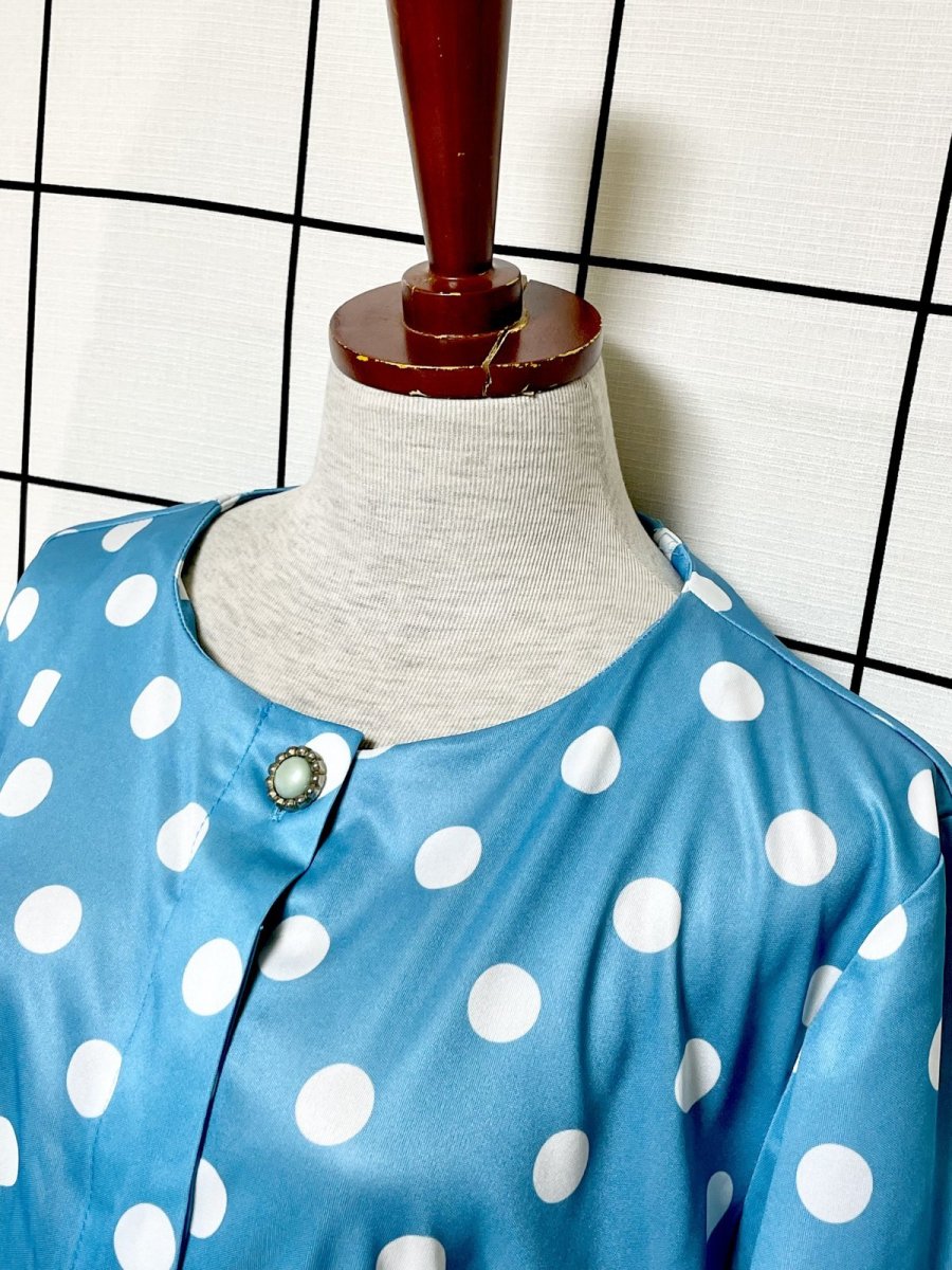 画像4: ドット柄 ウエストゴム レトロ グアテマラ Guatemala 古着 ヴィンテージワンピース (4)