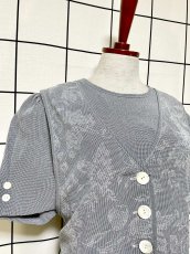 画像8: グレンチェック レイヤード風  バックリボン レトロ USA古着 ヴィンテージワンピース (8)