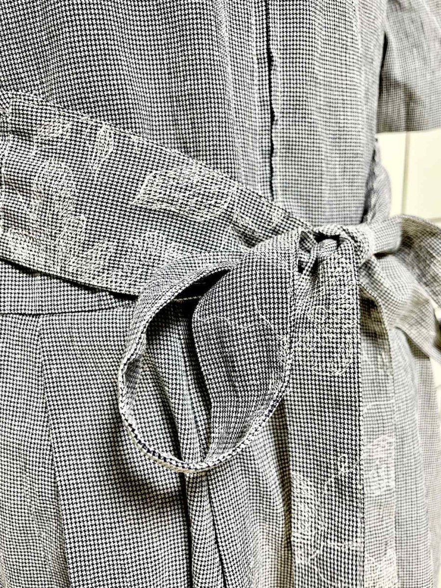 画像4: グレンチェック レイヤード風  バックリボン レトロ USA古着 ヴィンテージワンピース (4)