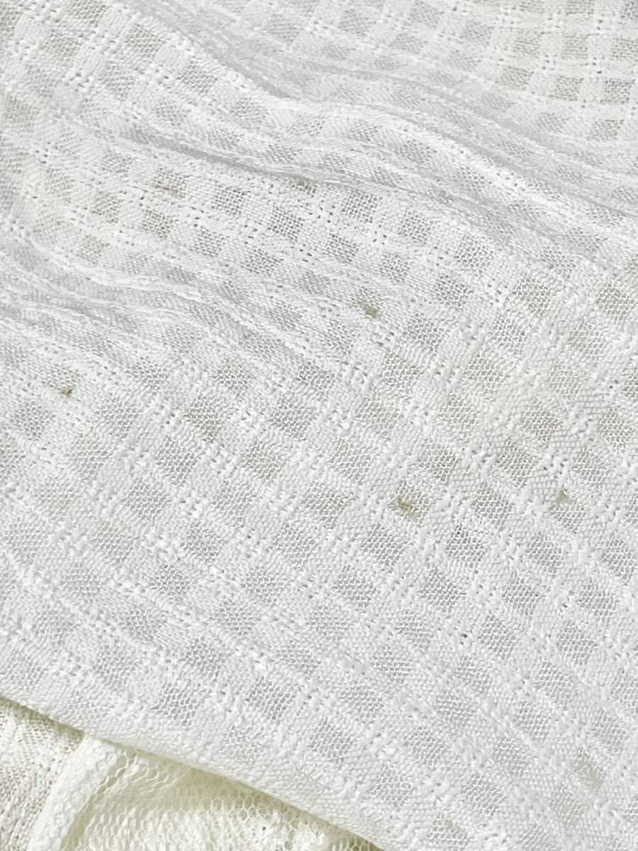 画像17: チェック柄 フラワーレース レイヤード風 ホワイト バックリボン レトロ USA古着 ヴィンテージワンピース (17)