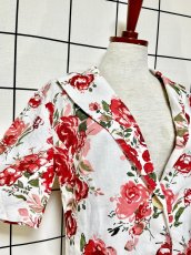 画像5: 花柄 ホワイト レトロ ヨーロッパ古着 半袖 薄手ヴィンテージジャケット (5)