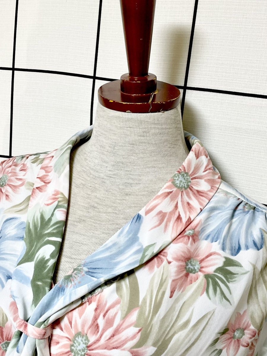 画像4: リボンタイ 花柄 レトロ USA古着 シャツ ヴィンテージブラウス (4)