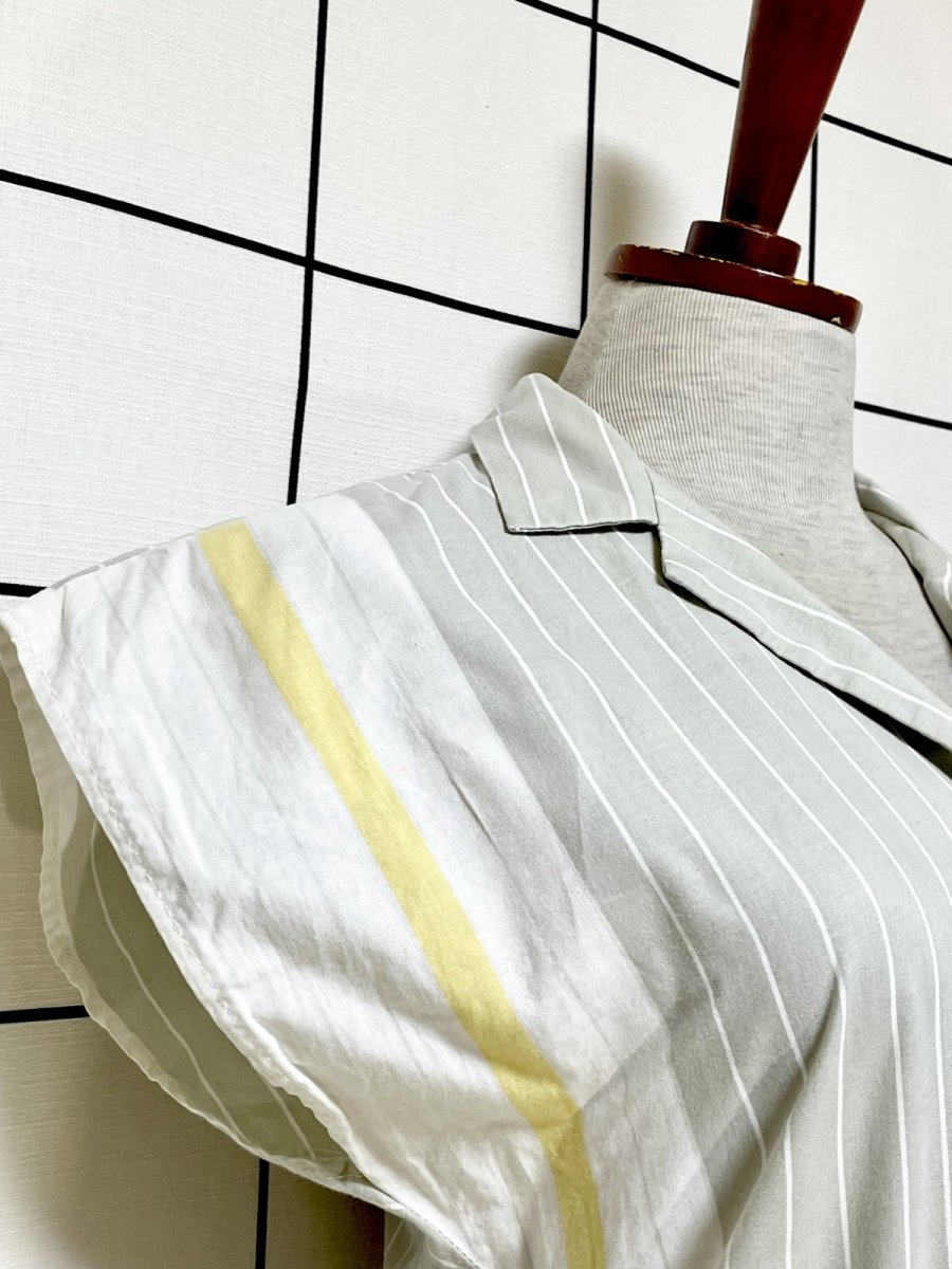 画像6: Aライン ストライプ ボーダー ウエストゴム レトロ USA古着 ヴィンテージワンピース (6)