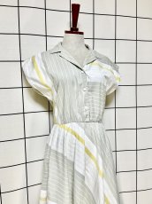 画像3: Aライン ストライプ ボーダー ウエストゴム レトロ USA古着 ヴィンテージワンピース (3)