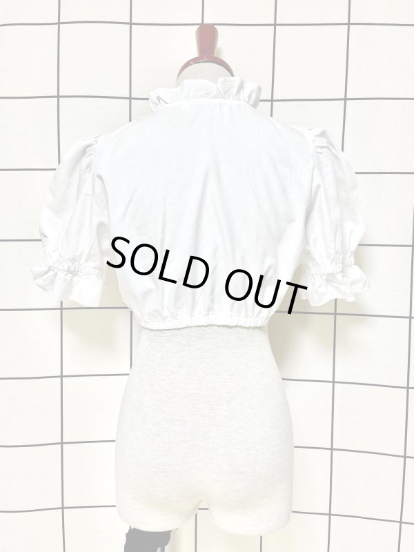 ショート丈 フリル ホワイト ウエストゴム ディアンドル ヴィンテージ