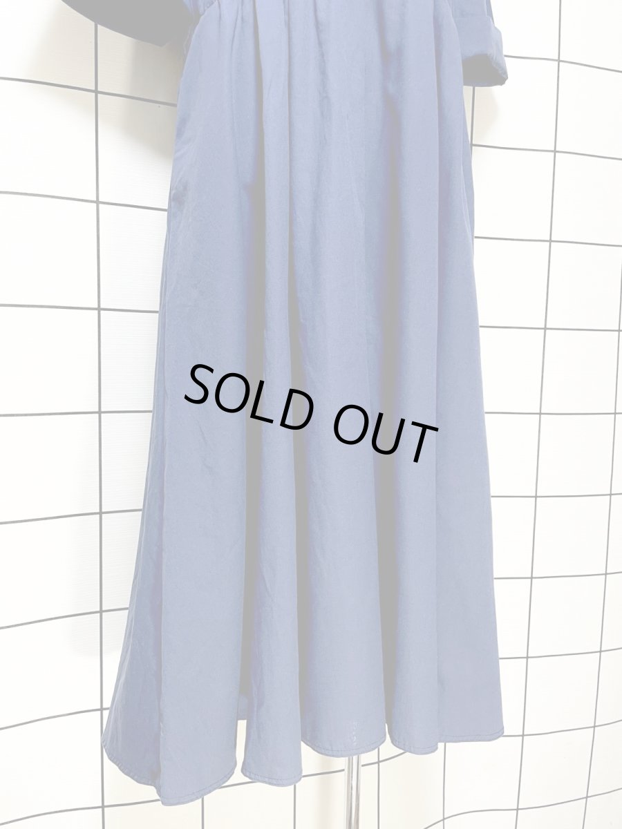 画像9: ネイビー ブレード装飾 ウエストゴム レトロ USA古着 ヴィンテージワンピース (9)