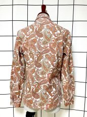 画像2: ペイズリー柄 レトロ USA古着 長袖 シャツ ヴィンテージブラウス (2)