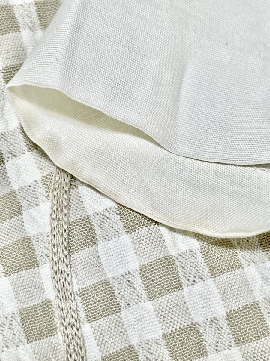 画像18: ギンガムチェック ブレード装飾 レイヤード風 バックリボン 花型ボタン レトロ USA古着 ヴィンテージワンピース (18)