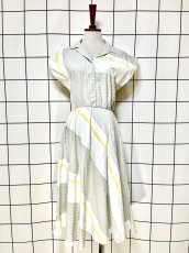 画像1: Aライン ストライプ ボーダー ウエストゴム レトロ USA古着 ヴィンテージワンピース (1)