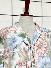 画像5: リボンタイ 花柄 レトロ USA古着 シャツ ヴィンテージブラウス (5)