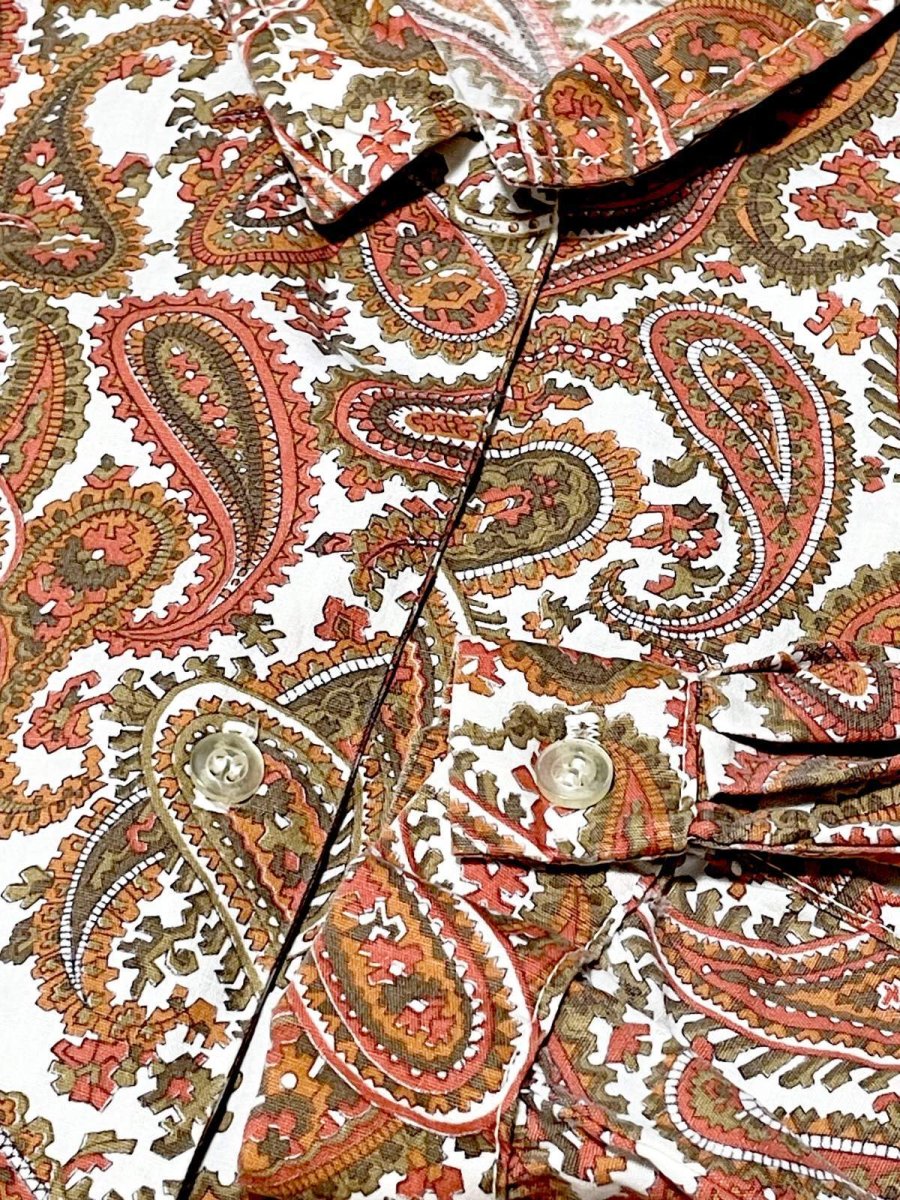 画像6: ペイズリー柄 レトロ USA古着 長袖 シャツ ヴィンテージブラウス (6)