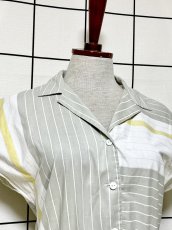 画像5: Aライン ストライプ ボーダー ウエストゴム レトロ USA古着 ヴィンテージワンピース (5)