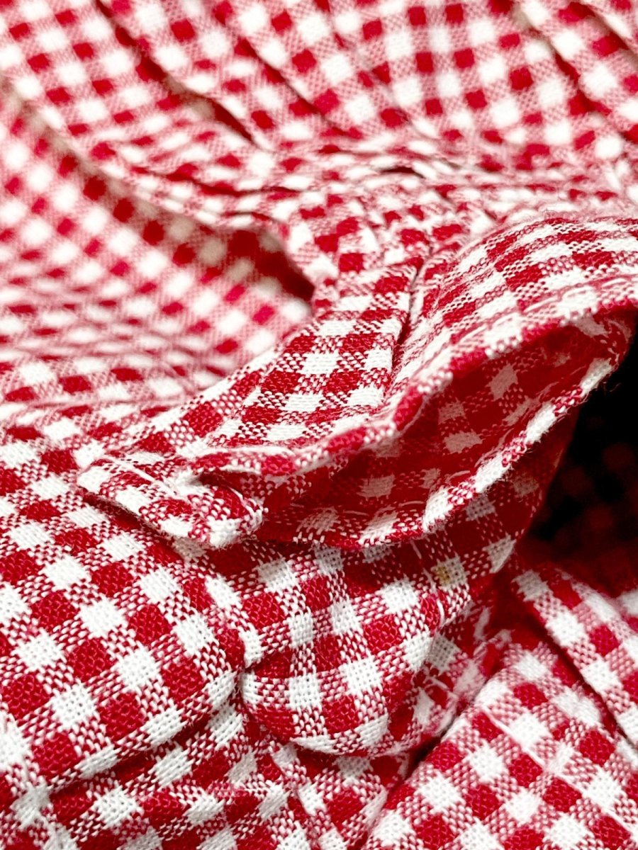 画像9: ショート丈 ギンガムチェック ウエストゴム 半袖 ディアンドル ヴィンテージブラウス ドイツ民族衣装 舞台 演奏会 フォークダンス オクトーバーフェスト (9)