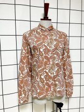 画像3: ペイズリー柄 レトロ USA古着 長袖 シャツ ヴィンテージブラウス (3)