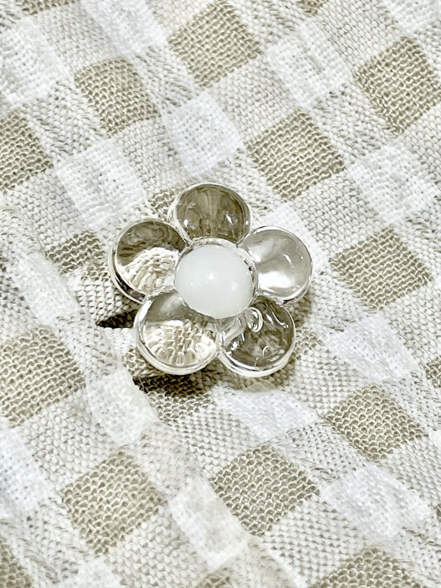 画像14: ギンガムチェック ブレード装飾 レイヤード風 バックリボン 花型ボタン レトロ USA古着 ヴィンテージワンピース (14)