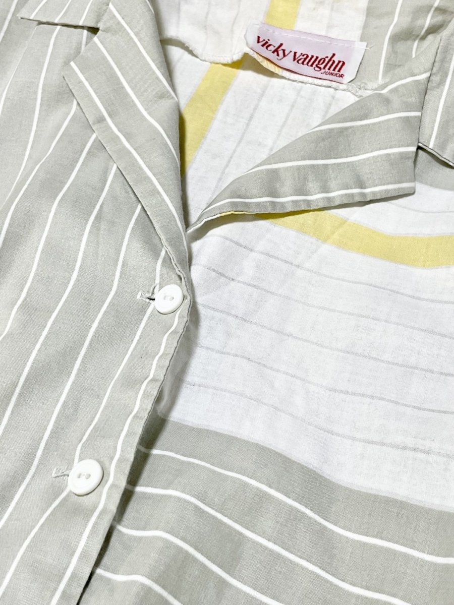 画像10: Aライン ストライプ ボーダー ウエストゴム レトロ USA古着 ヴィンテージワンピース (10)