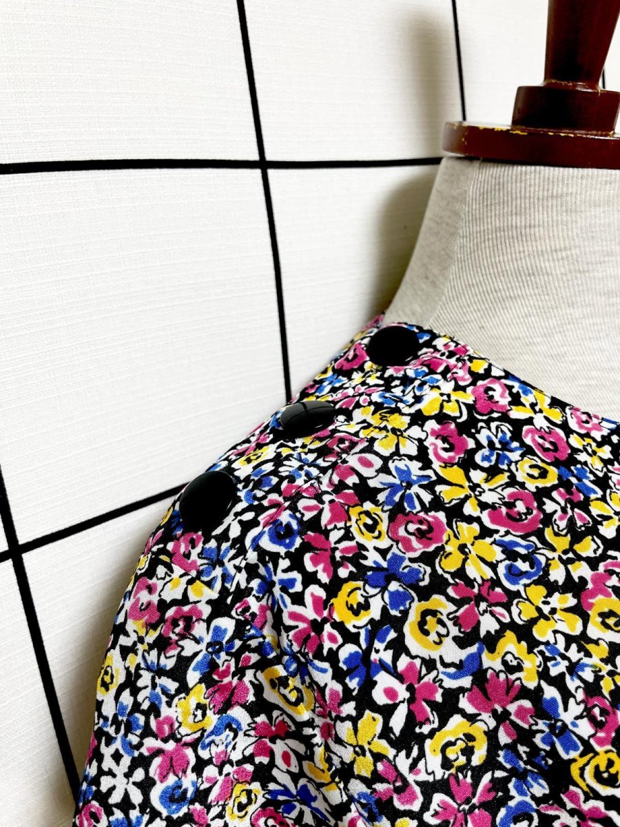 画像6: 花柄 総柄 プルオーバー レトロ USA古着 シャツ ヴィンテージトップス (6)