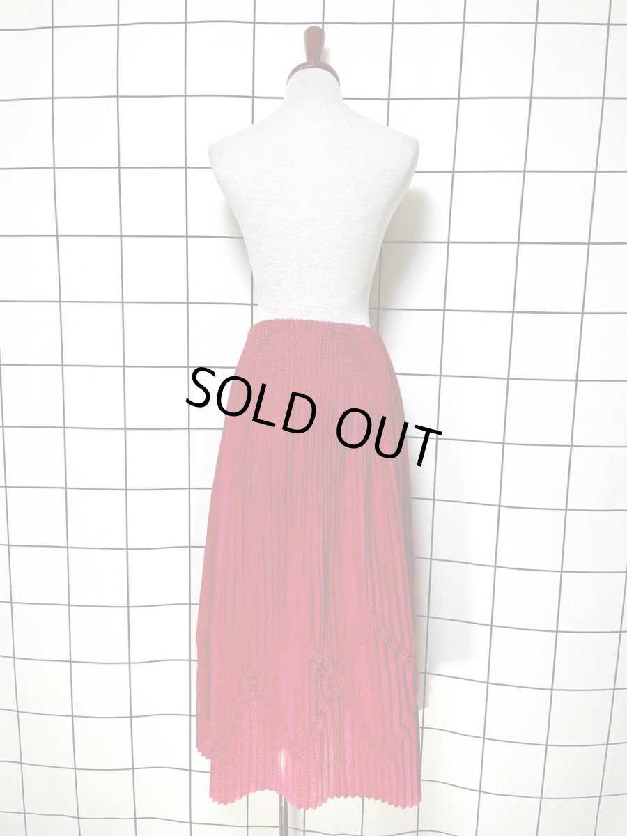 画像7: プリーツ レッド ウエストゴム レトロ USA古着 ヴィンテージスカート (7)