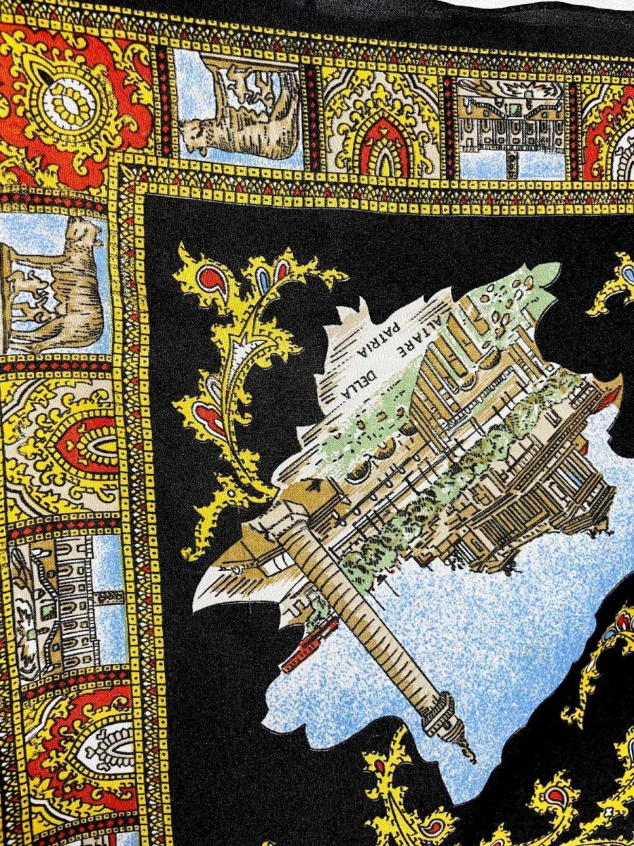 画像2: Italy製 イタリア レトロアンティーク ヴィンテージスカーフ ヨーロッパ (2)