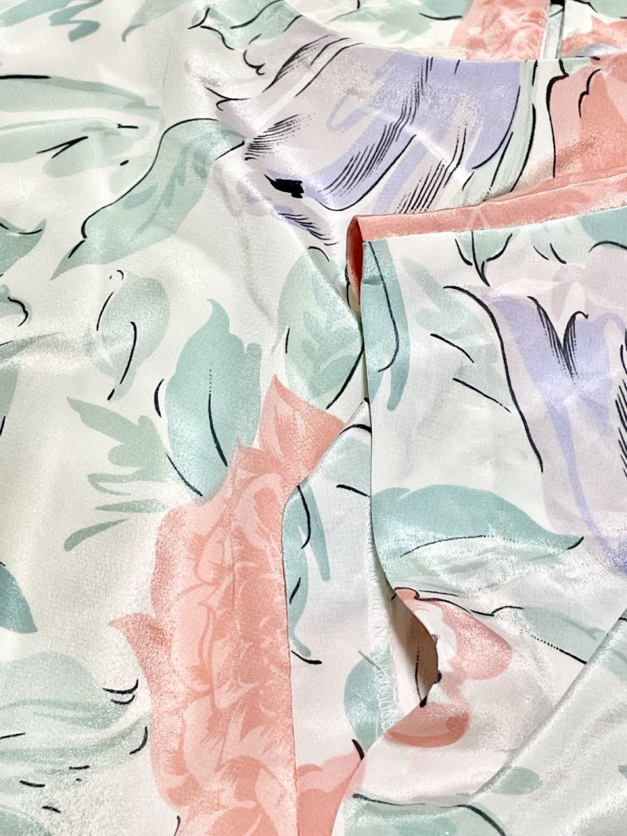 画像9: 花柄 ドルマンスリーブ ウエストゴム レトロ USA古着 ヴィンテージワンピース (9)