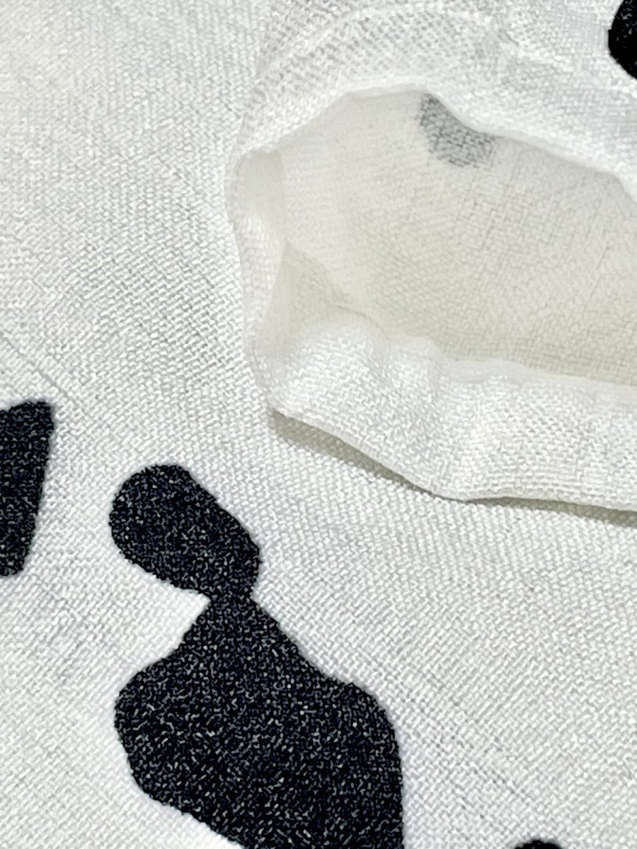 画像13: ゆったりシルエット モノクロ アート柄 レトロ 半袖 ヨーロッパ古着 ヴィンテージワンピース (13)