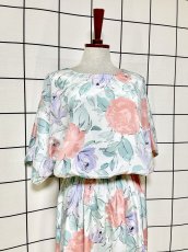画像3: 花柄 ドルマンスリーブ ウエストゴム レトロ USA古着 ヴィンテージワンピース (3)